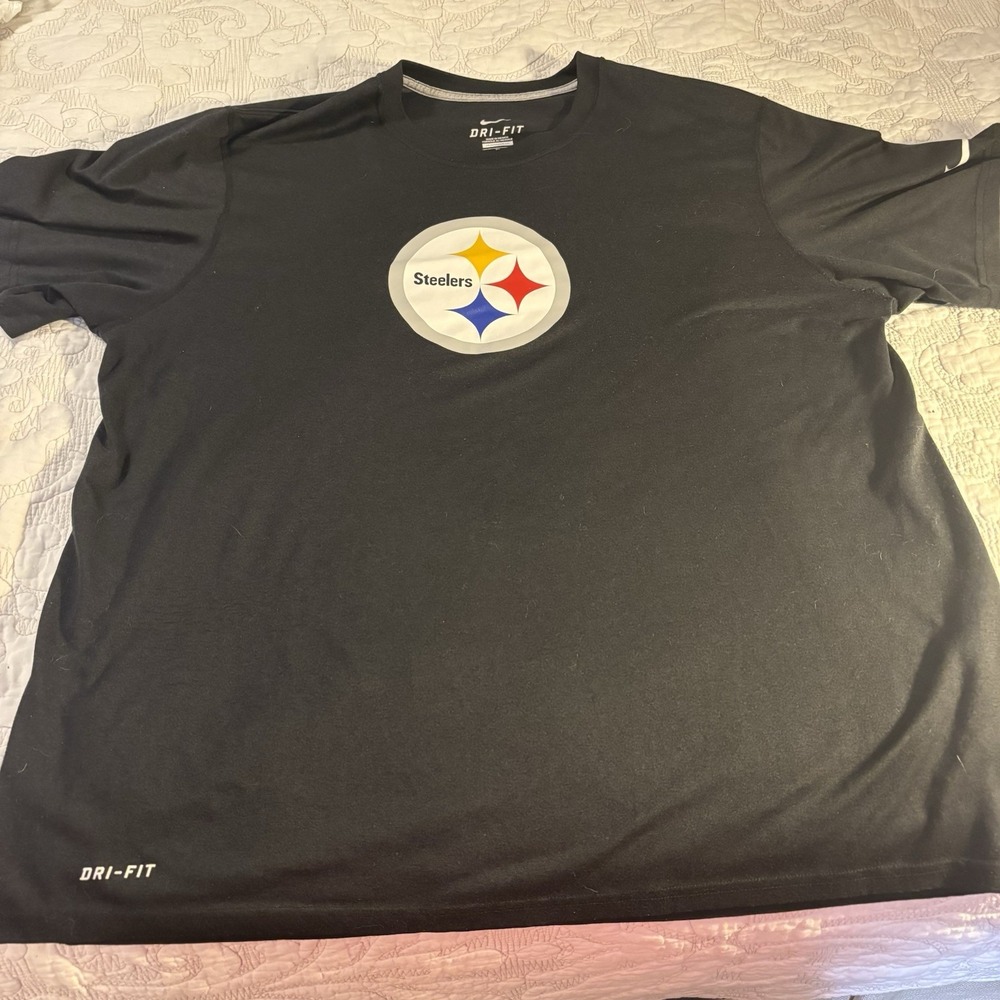 Nike Dry Fit Men's Xl T-Shirt, Short Sleeve Black Steeler Logo On‎ Chest Nfl